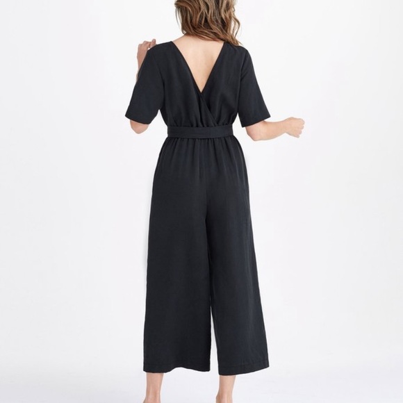 Vetta Capsule Wrap Linen Jumpsuit - Black - Picture 2 of 6
